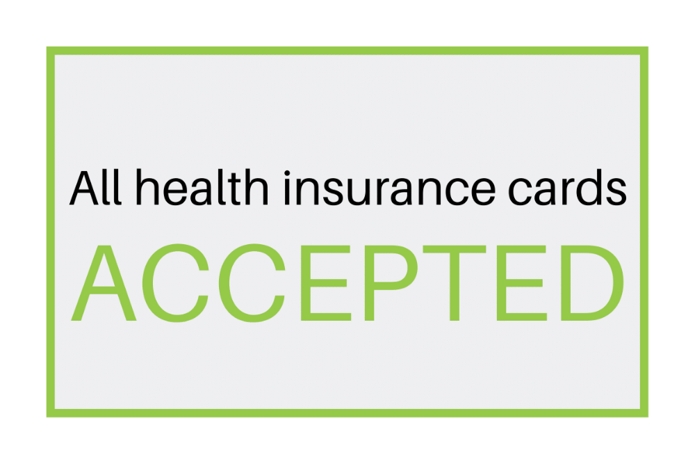 sign reads All Health insurance cards accepted