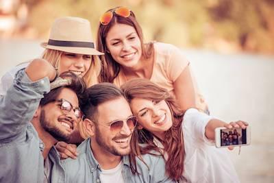 group of friends taking a selfie