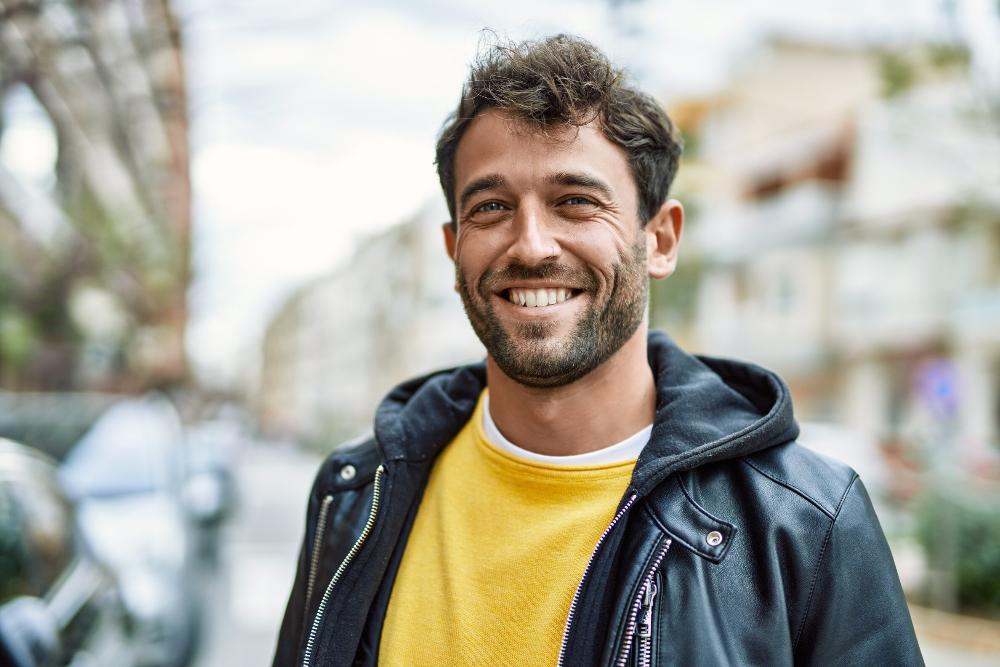 mirrabooka man in leather jacket smiling