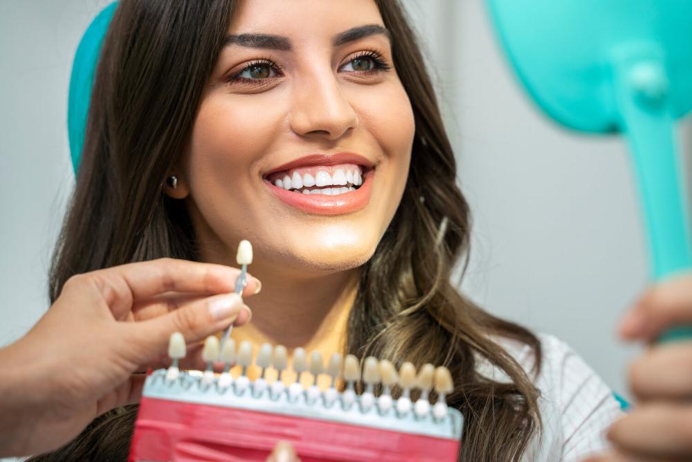 woman with bright smile after teeth whitening